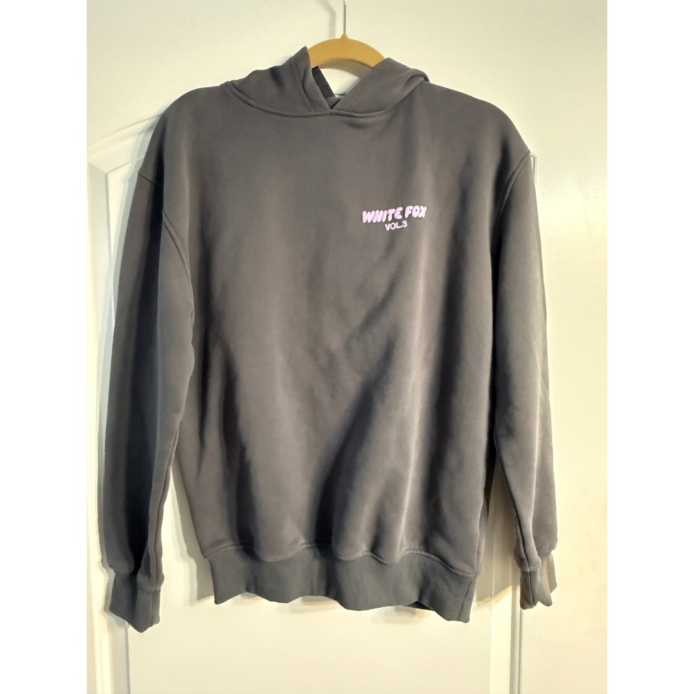 White Fox Hoodie XXS/XS Grey Vol 3 Puff Print Logo Oversized Loungewear Coquette